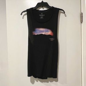 Coachella 2018 Lineup Women’s Muscle Tee S, Rainbow Sunset Design